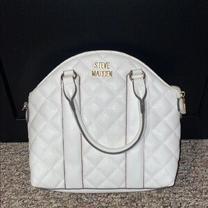 Steve Madden White Satchel with Gold Hardware